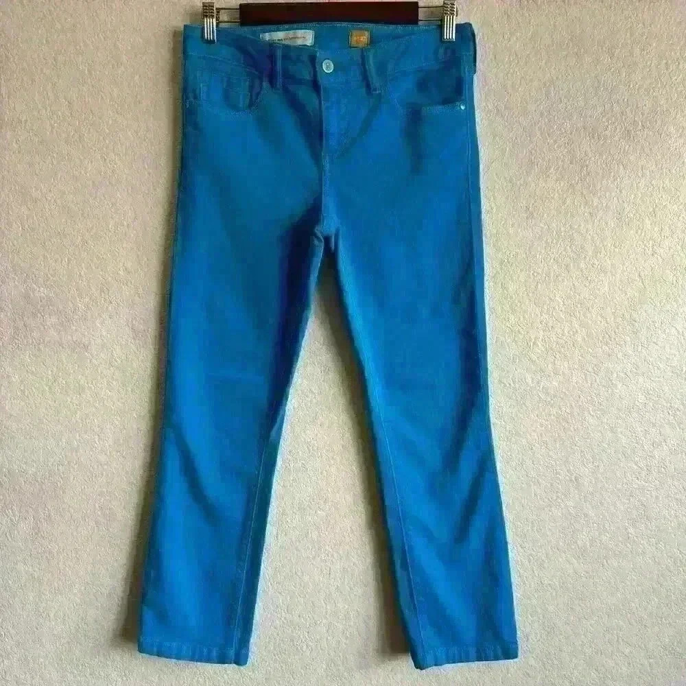 Anthropologie PILCRO AND THE LETTERPRESS Turquoise Fit Stet Jeans Sz 27